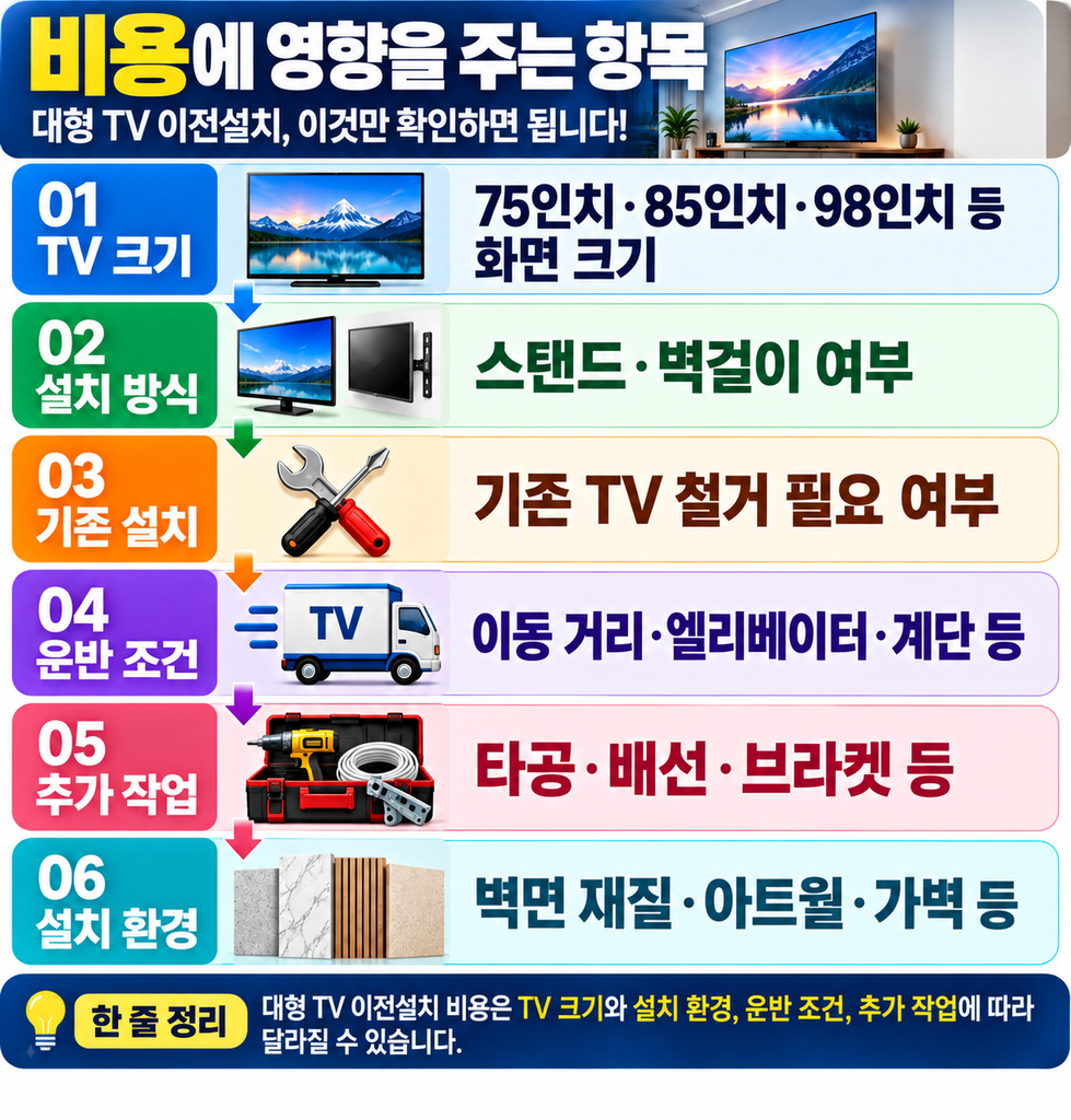 대형 TV이전 설치 비용