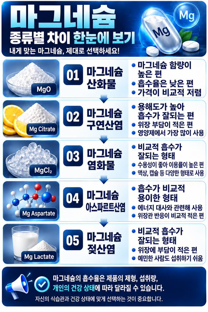 마그네슘 종류별 차이 한눈에 보기