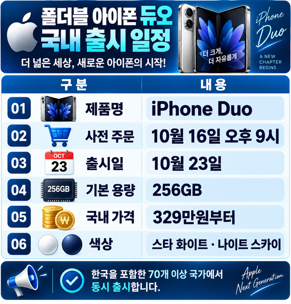 폴더블 이이폰 듀오 국내 출시 일정