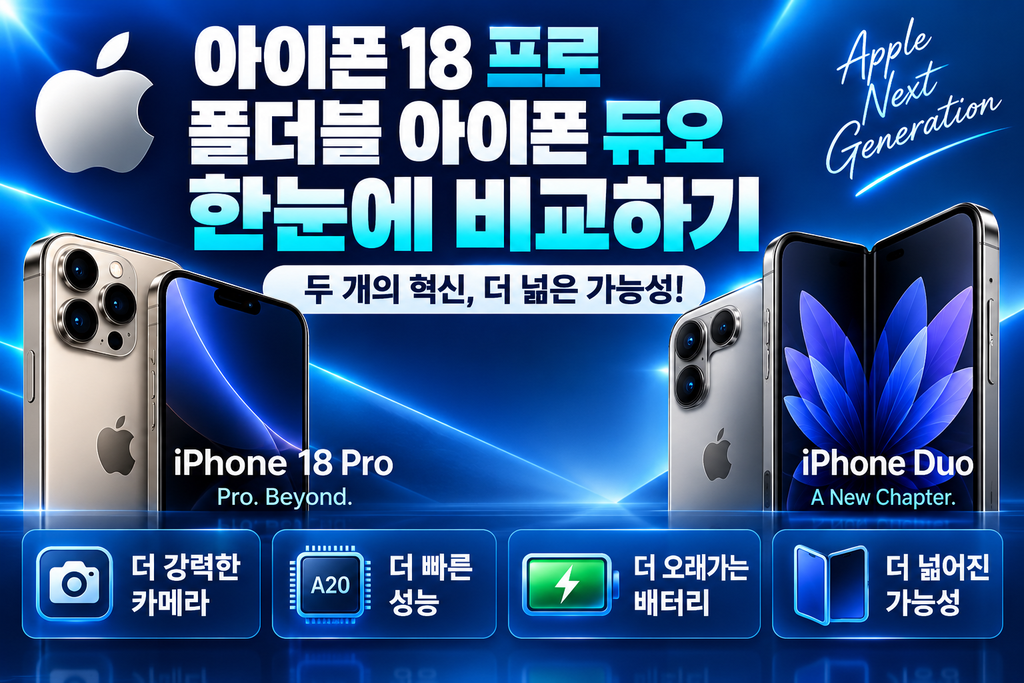 아이폰18 프로 · 폴더블 아이폰 듀오 출시일·가격·스펙 한눈에 보기
썸네일