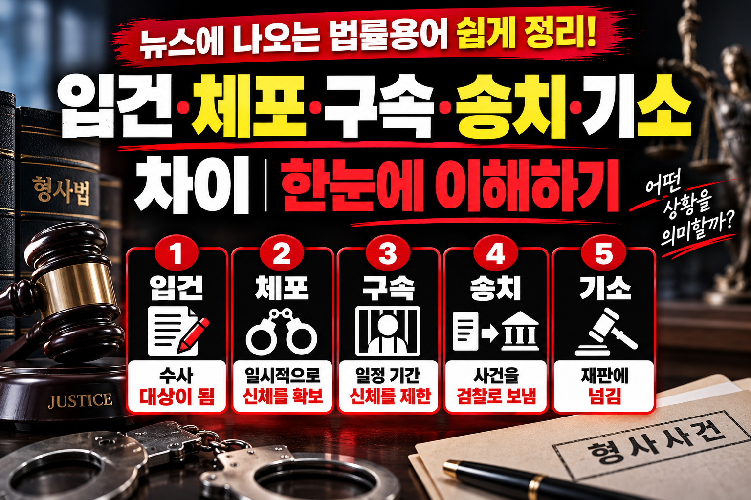입건 뜻부터 체포·구속·송치·기소·불기소까지｜뉴스 법률용어 차이 쉽게 정리