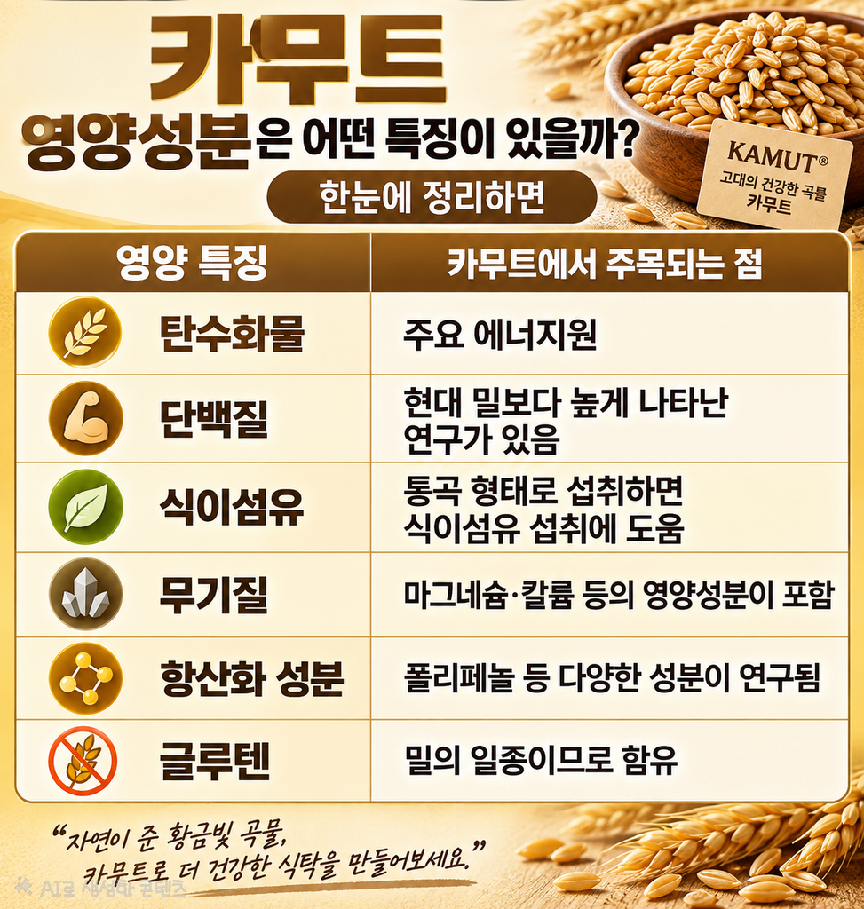 카무트 영양성분과특징
