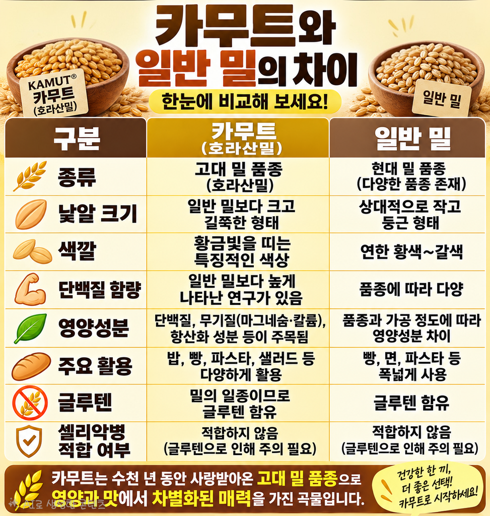 카무트와 일반 밀의 차이