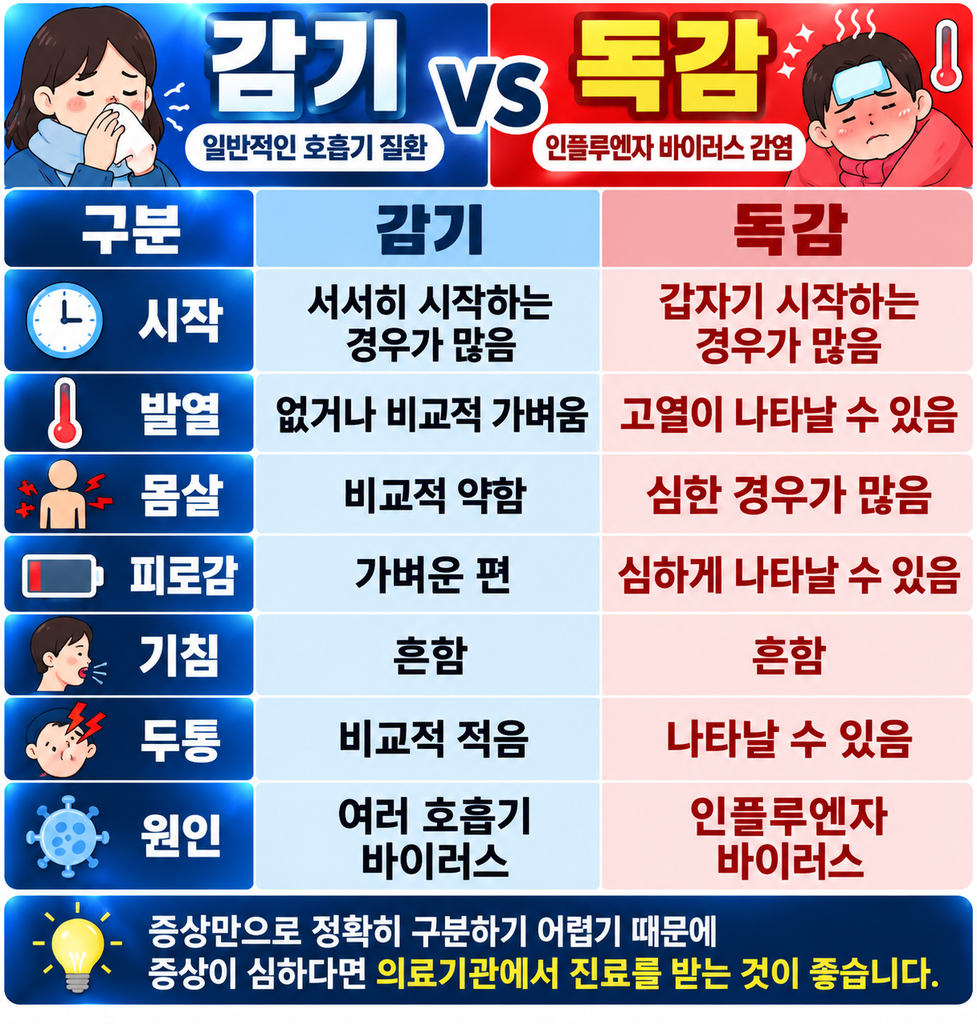 감기와 독감의 차이