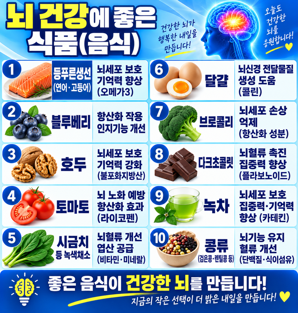 뇌 건강에 좋은 식품(음식)