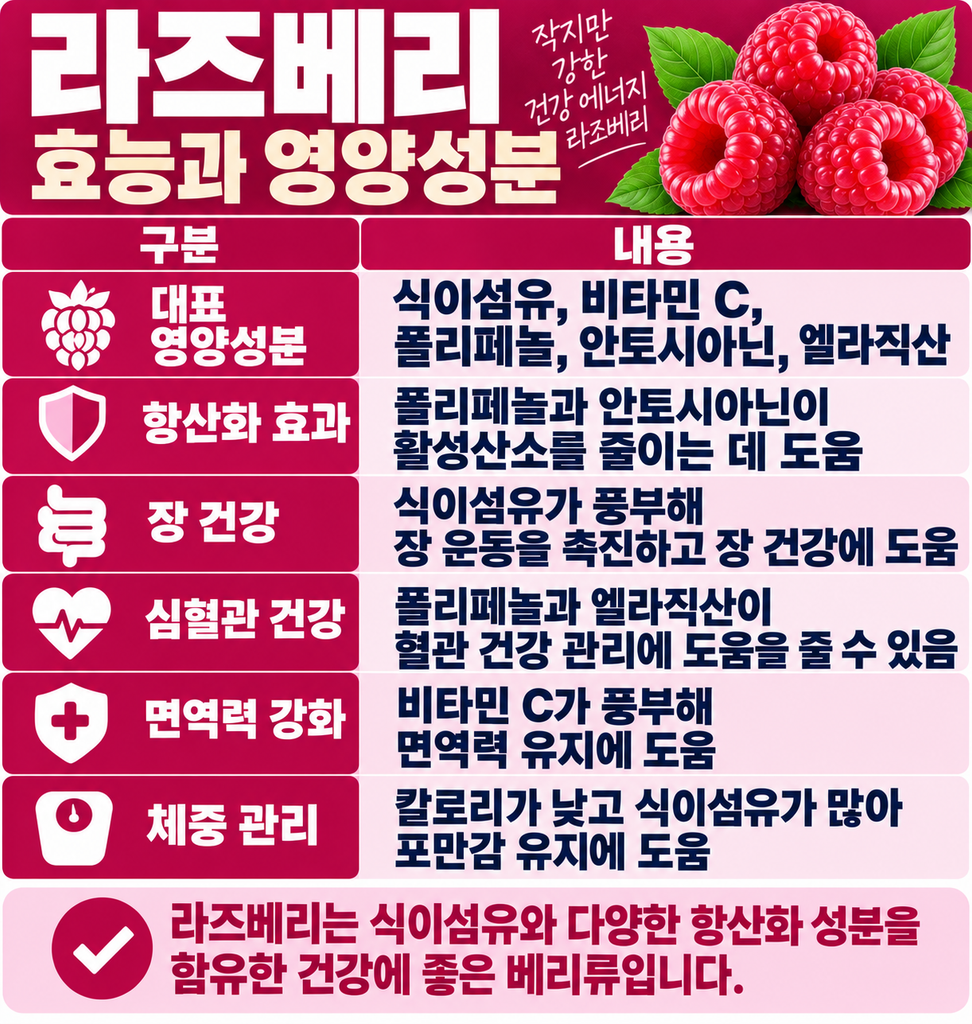 라즈베리 효능과 영양성분