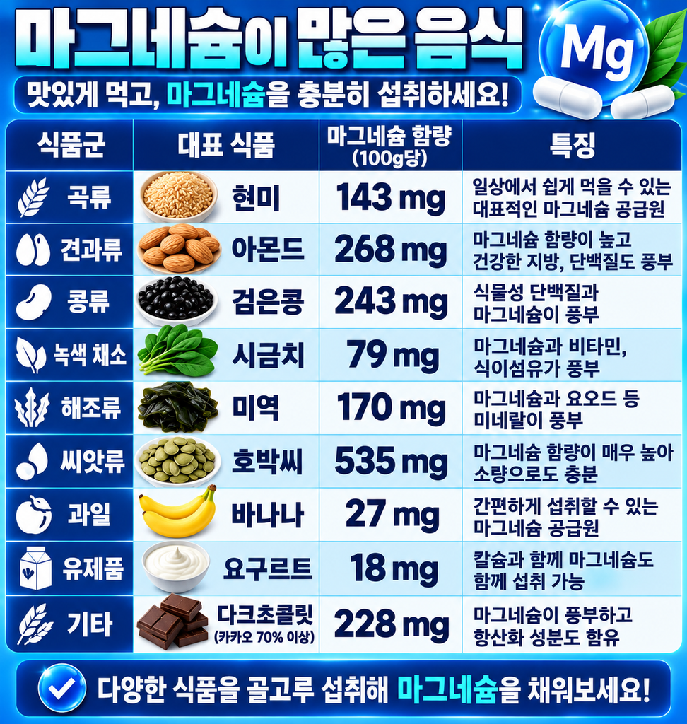 마그네슘이 많은 음식