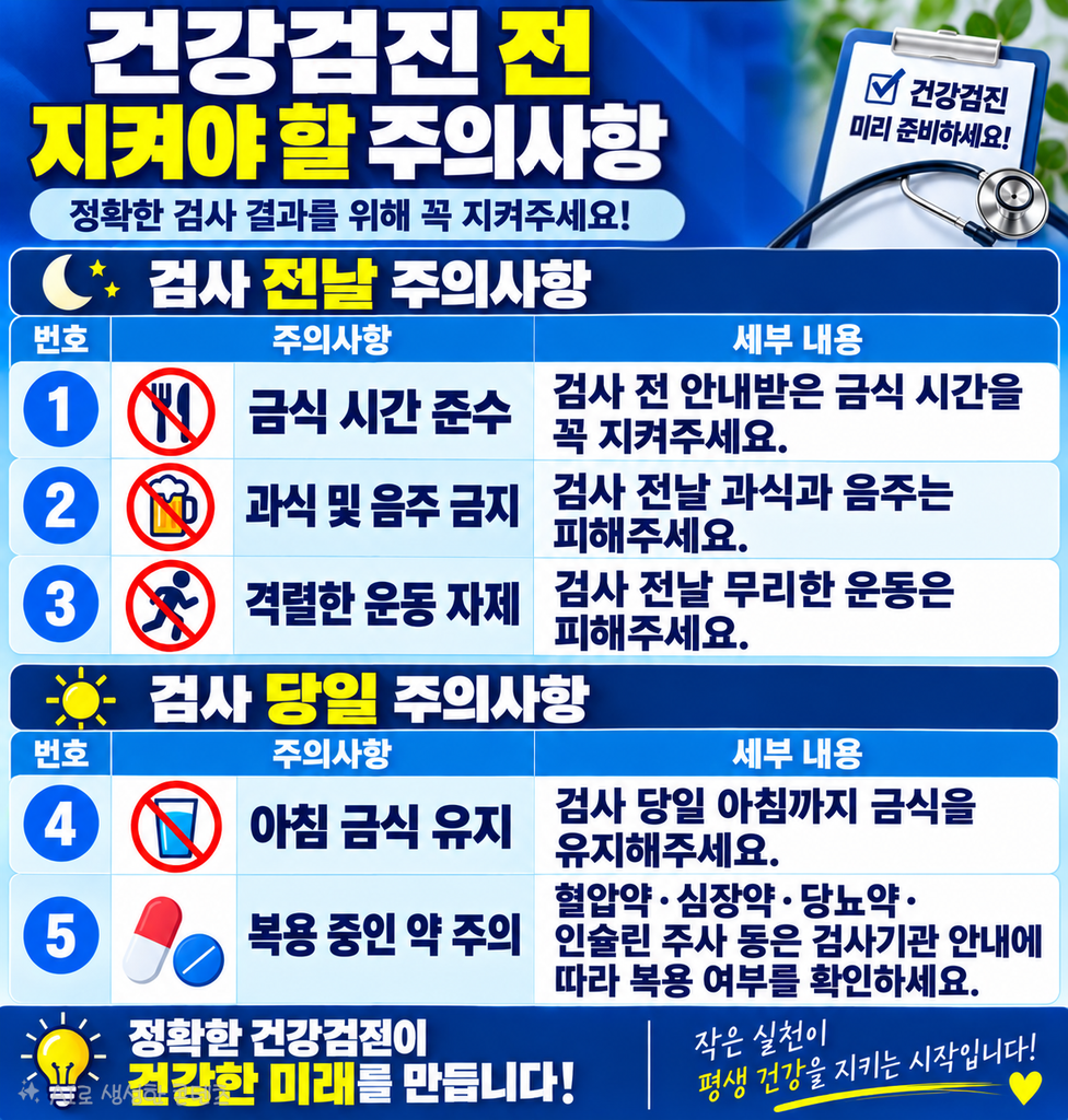 건강검진 전 지켜야 할 주의사항