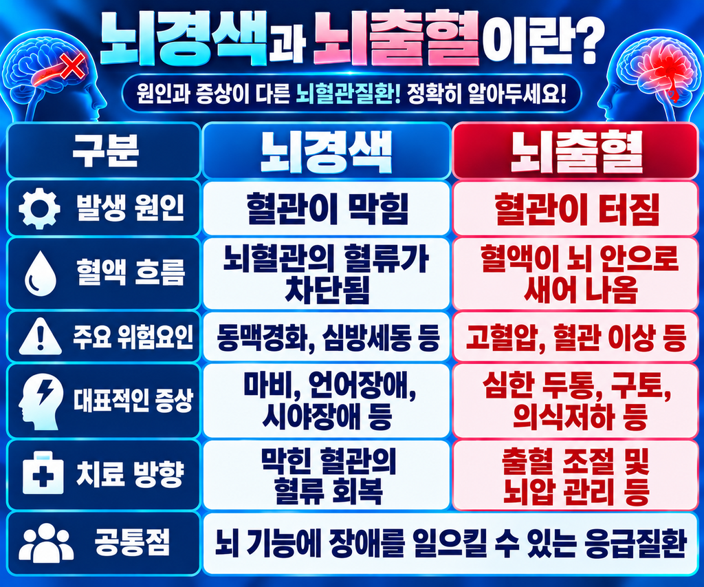 뇌경색과 뇌출혈이란? 원인과 증상