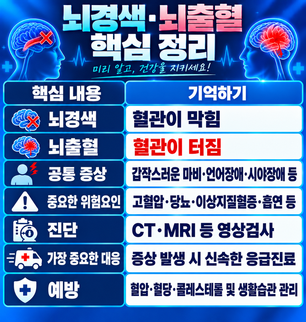 뇌경색· 뇌출혈 핵심 정리