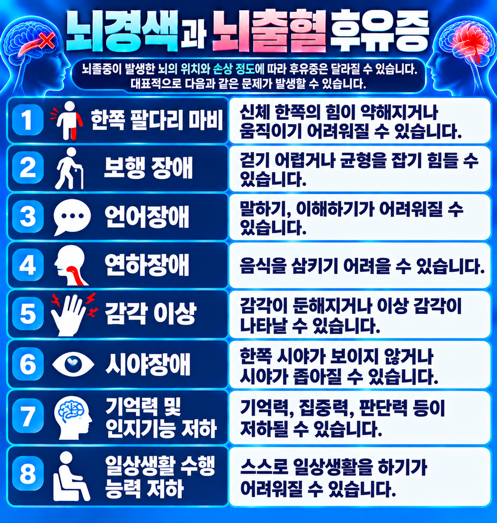 뇌경색과 뇌출혈 후유증