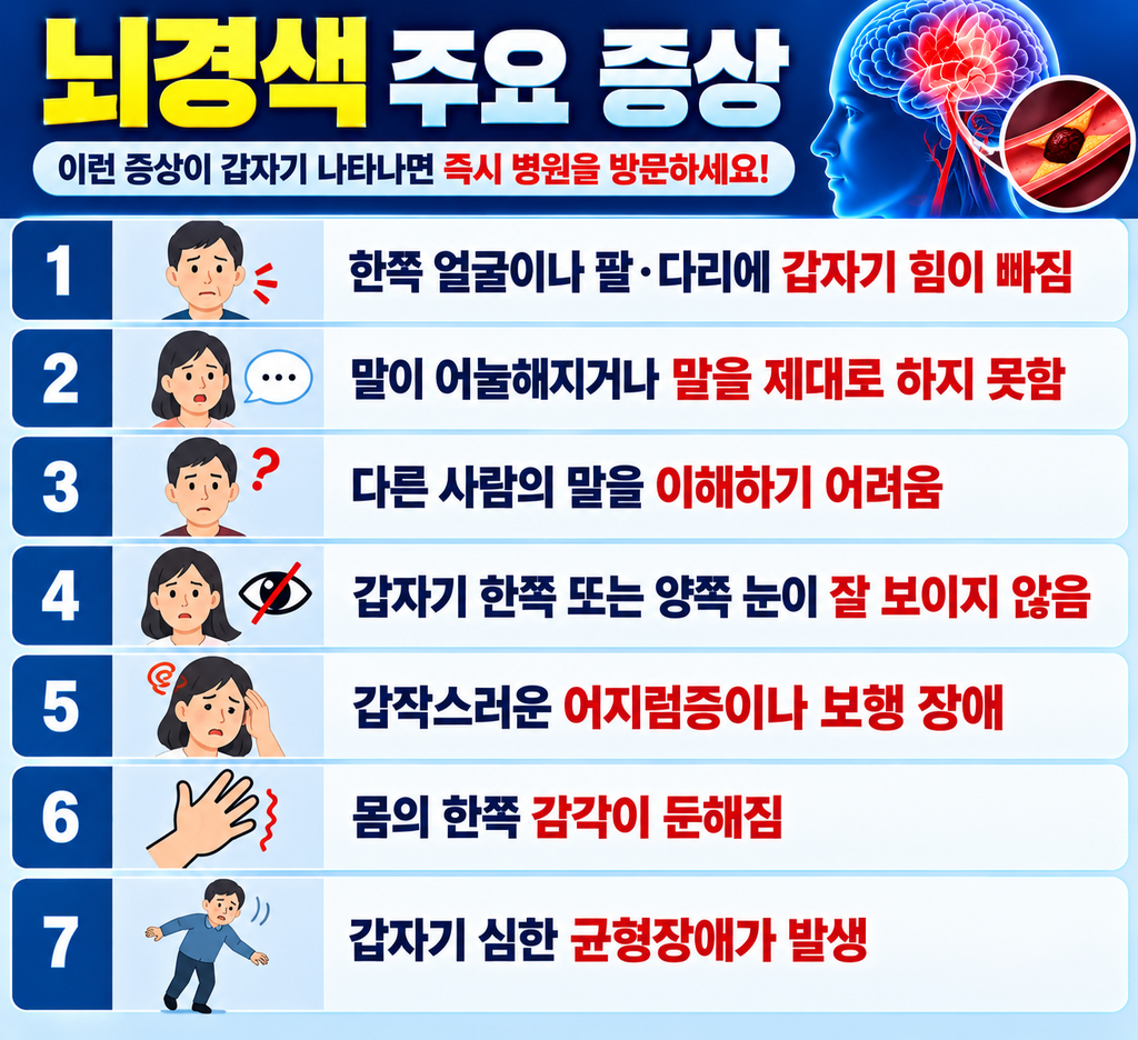 뇌경색 주요 증상