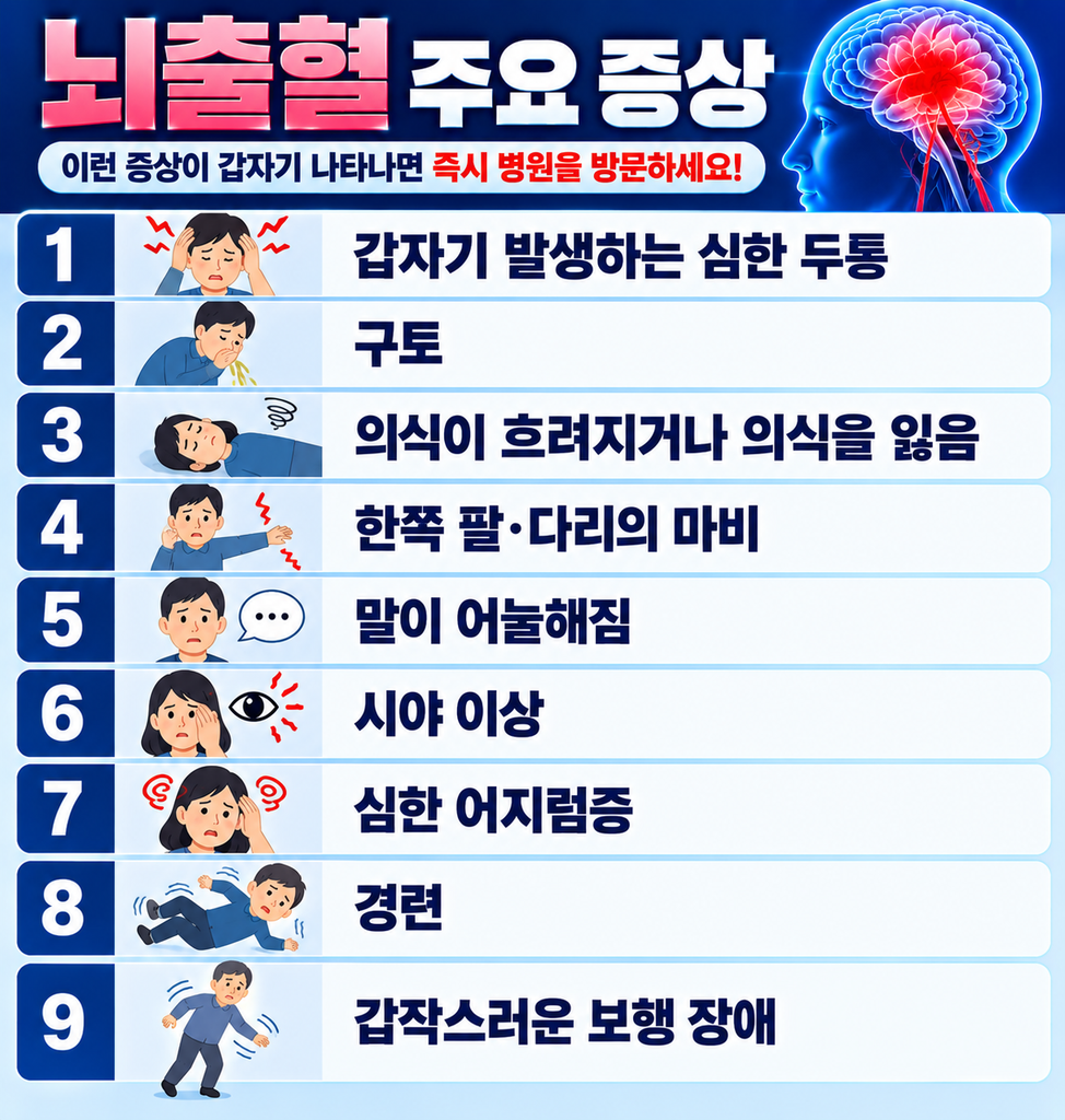 뇌출혈의 주요 증상