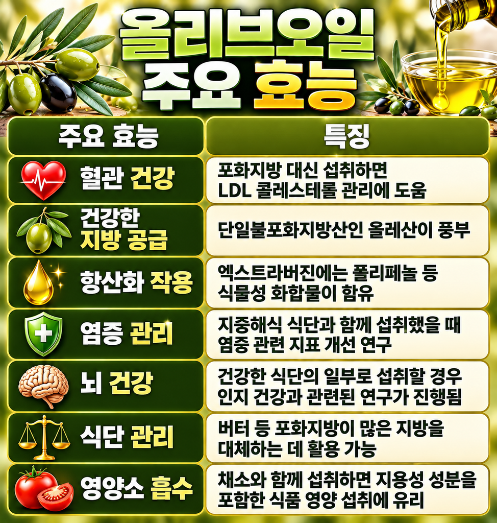 올리브오일 주요 효능