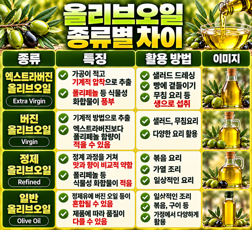 올리브오일 종류별차이